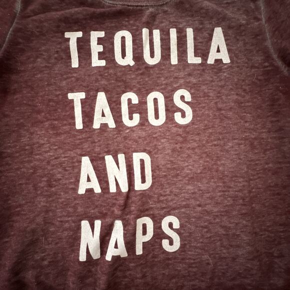 ZOE LIV Womens Sweatshirt Medium Heather Red Tequila Tacos Naps Lightweight - Picture 4 of 9